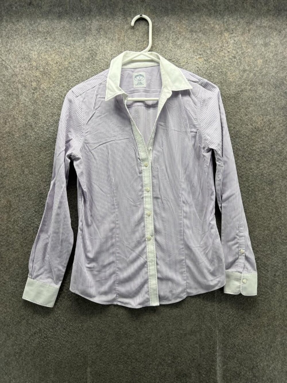 Brooks Brothers Shirt Women 4 Purple Striped Long Sleeve Button Up Non Iron